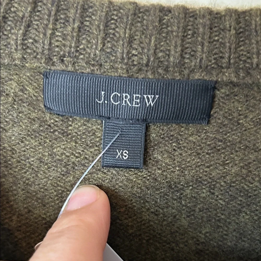 J Crew Women’s 100% Wool Olive Zipper Sweater Size XS